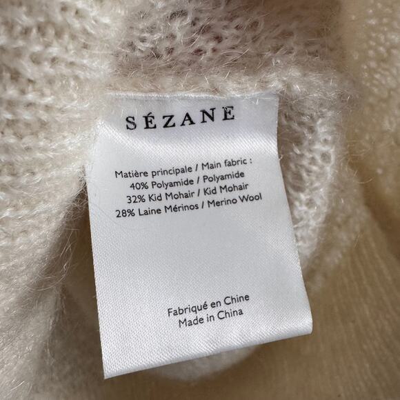 Sezane Mohair Elsa Sweater Ecru Cream Size Small Ruffle Detail - Picture 4 of 5